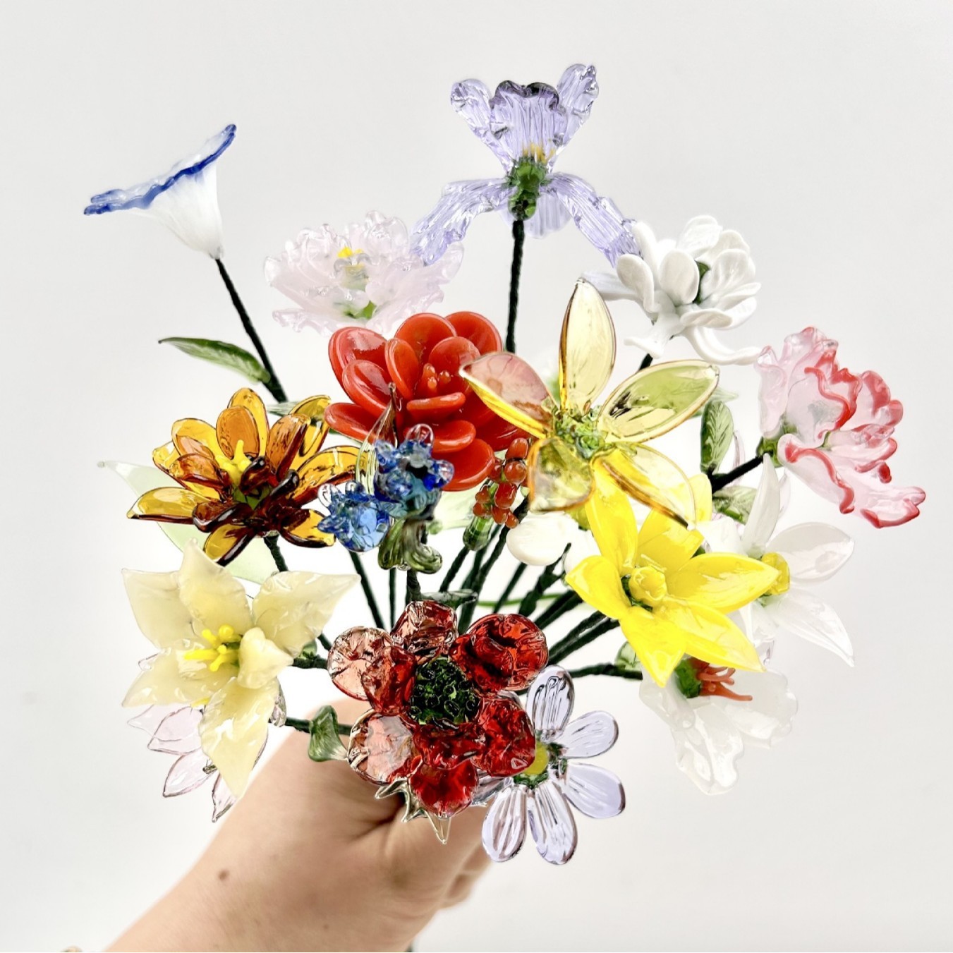 Glass Birth Month Flower, Birth Flower Gift Birthday flower Floral Handmade Glass Flowers, Women Birthday Commemorative Gifts