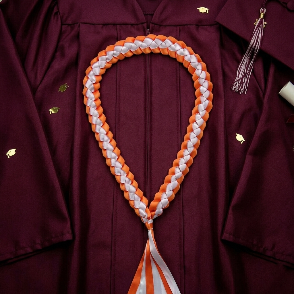 Orange and White Graduation Lei Gifts for Students