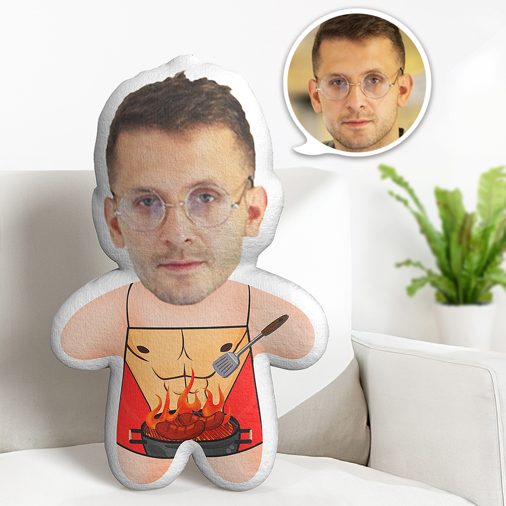 Fire Muscle Apron Minime Teddy Pillow Custom Face Personalized Photo Minime Doll - MyFaceBoxer