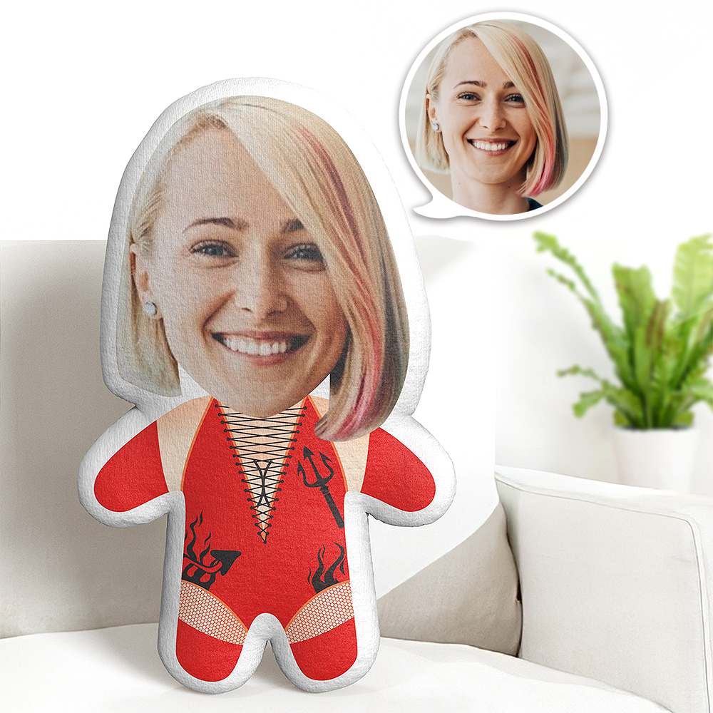Red Sexy Uniform Minime Teddy Pillow Custom Face Personalized Photo Minime Doll - MyFaceBoxer