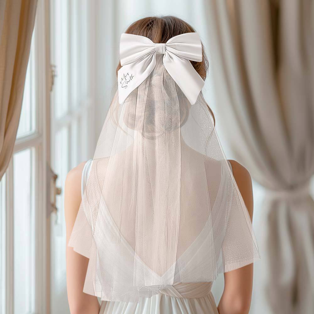 Personalized Bridal Veil Bow Clip Gift for Bride - MyFaceBoxer