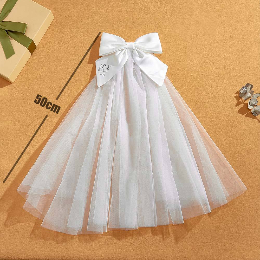 Personalized Bridal Veil Bow Clip Gift for Bride - MyFaceBoxer
