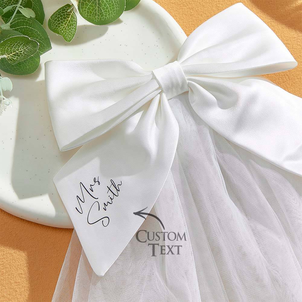 Personalized Bridal Veil Bow Clip Gift for Bride - MyFaceBoxer