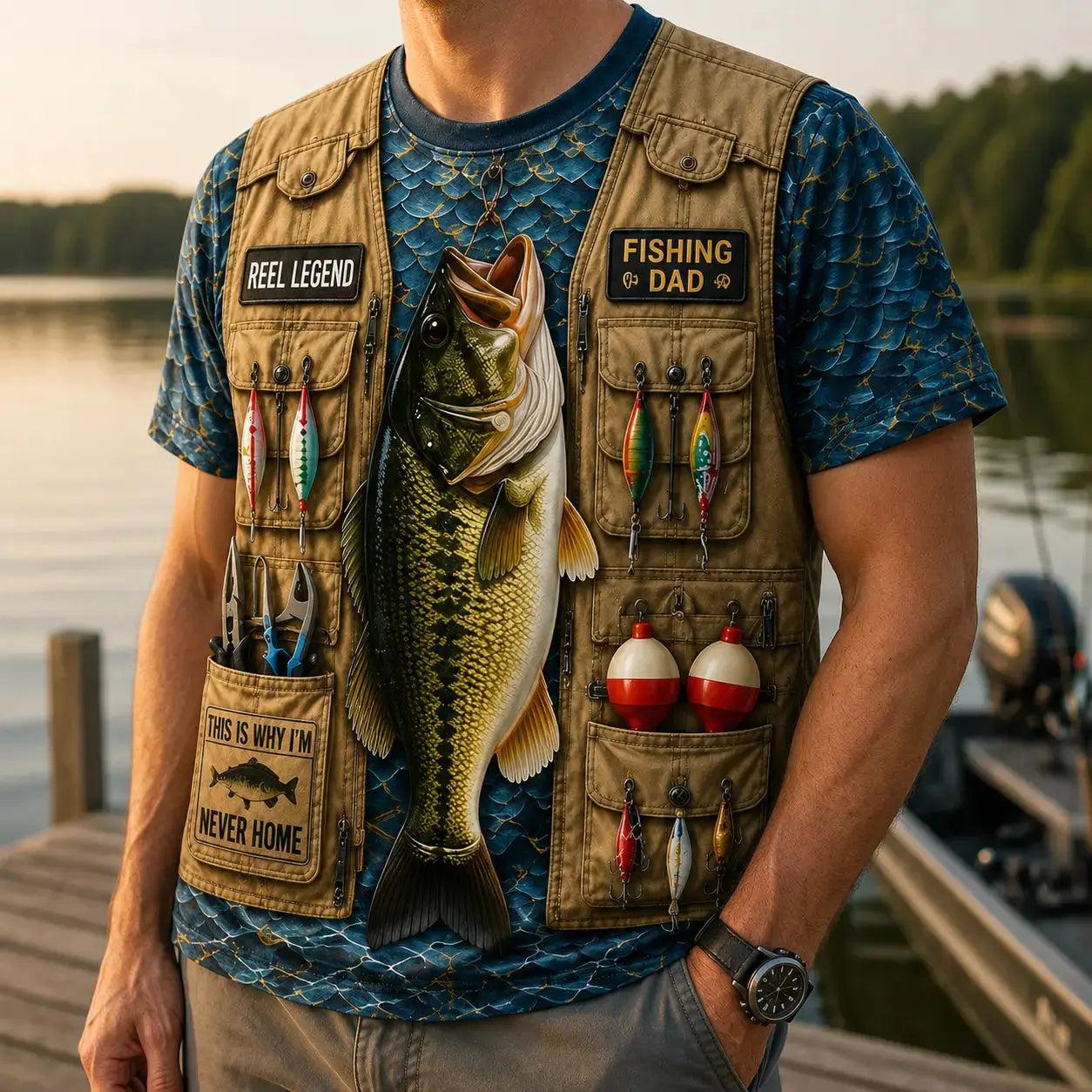 Reel Legend Fishing Dad All Over Print T-Shirt 商品缩略图