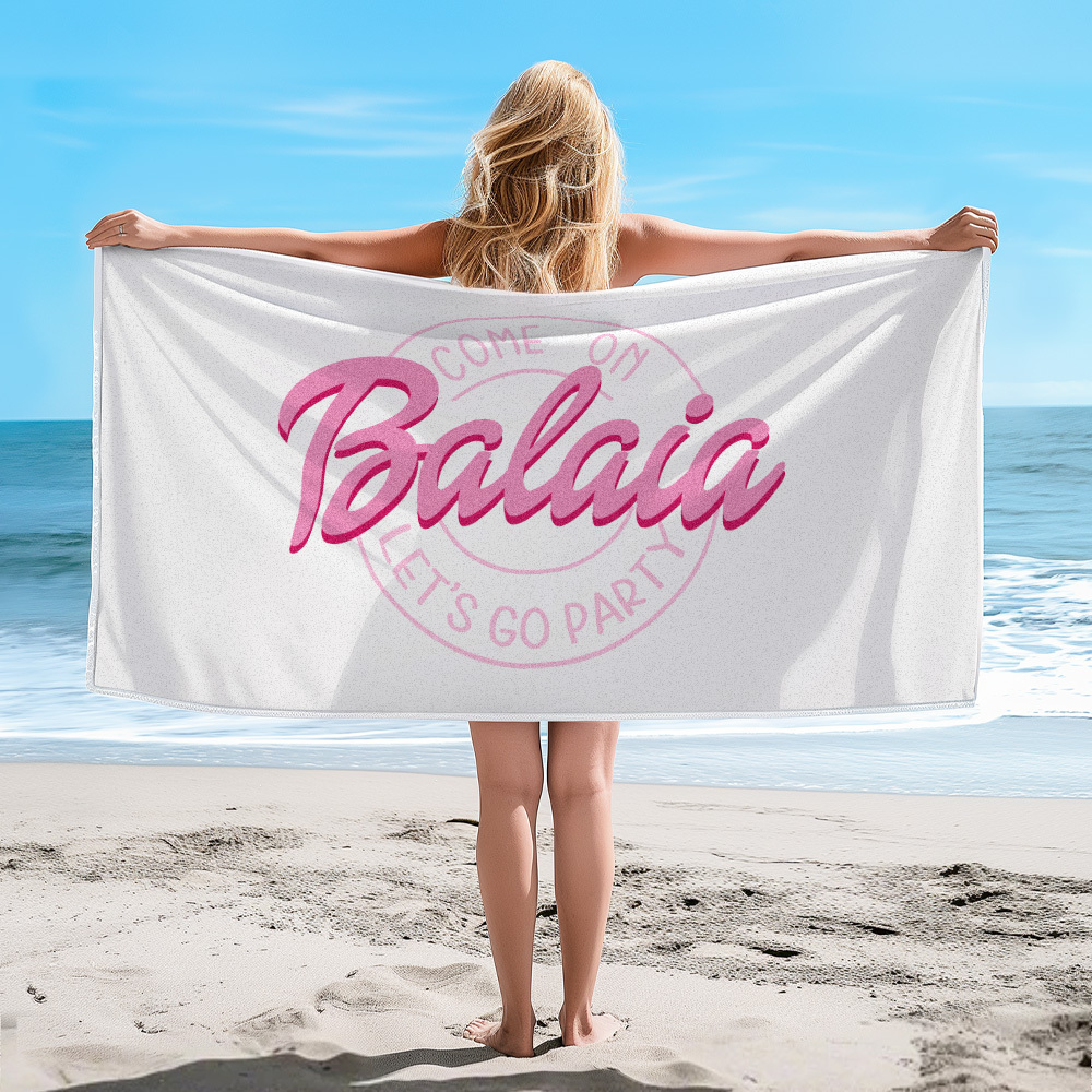 Custom Barbi Beach Towel with Name, Adult/Kids Personalized Name Bath Towel Pool Towel, Anniversary / Birthday Beach Towel, Vacation Gift - MyFaceBoxer