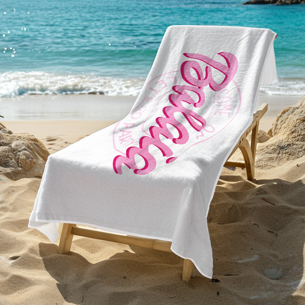Custom Barbi Beach Towel with Name, Adult/Kids Personalized Name Bath Towel Pool Towel, Anniversary / Birthday Beach Towel, Vacation Gift - MyFaceBoxer
