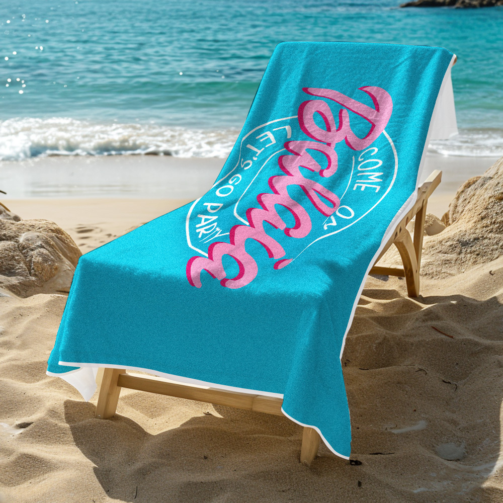 Custom Barbi Beach Towel with Name, Adult/Kids Personalized Name Bath Towel Pool Towel, Anniversary / Birthday Beach Towel, Vacation Gift - MyFaceBoxer