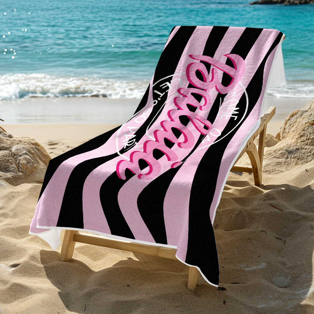 Custom Barbi Beach Towel with Name, Adult/Kids Personalized Name Bath Towel Pool Towel, Anniversary / Birthday Beach Towel, Vacation Gift - MyFaceBoxer