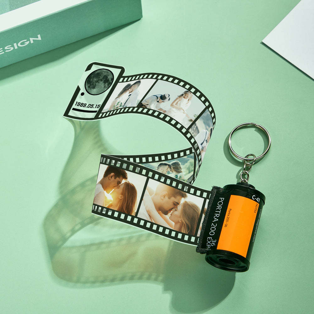 Custom Film Roll Keychain the Moon on the Day You were Born Photo Gifts - MyFaceBoxer