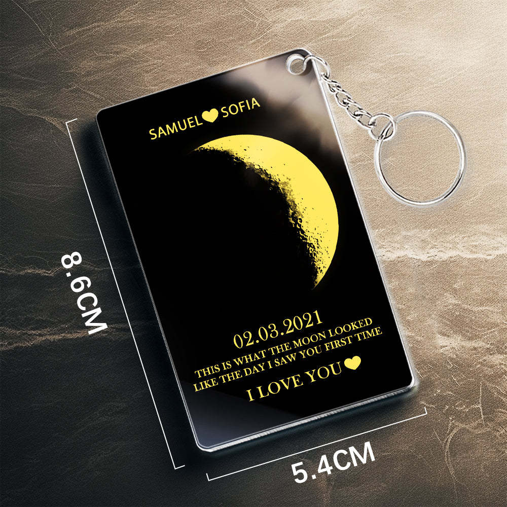 Custom Moon Phase Acrylic Keychain Gifts for Her - MyFaceBoxer