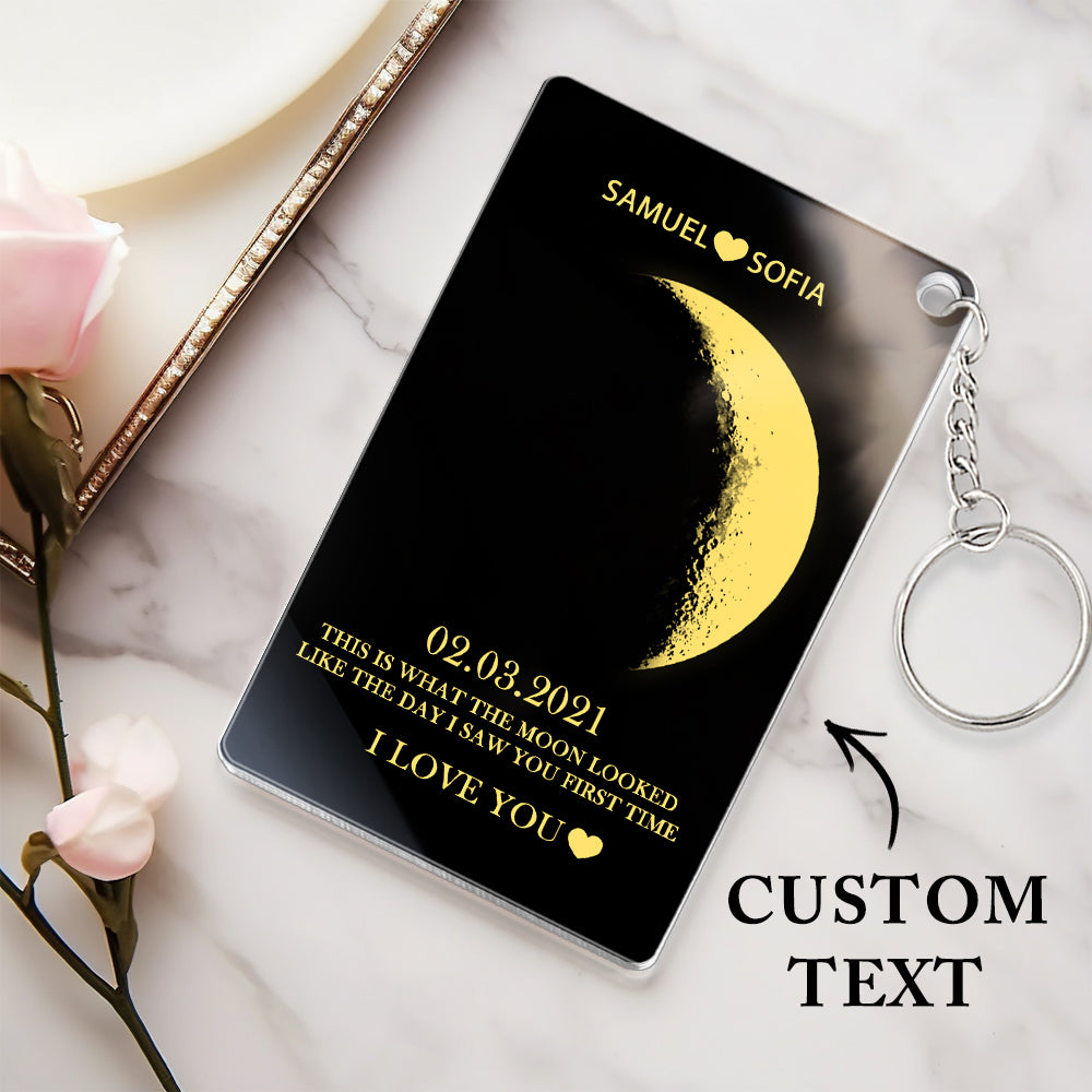 Custom Moon Phase Acrylic Keychain Gifts for Her - MyFaceBoxer