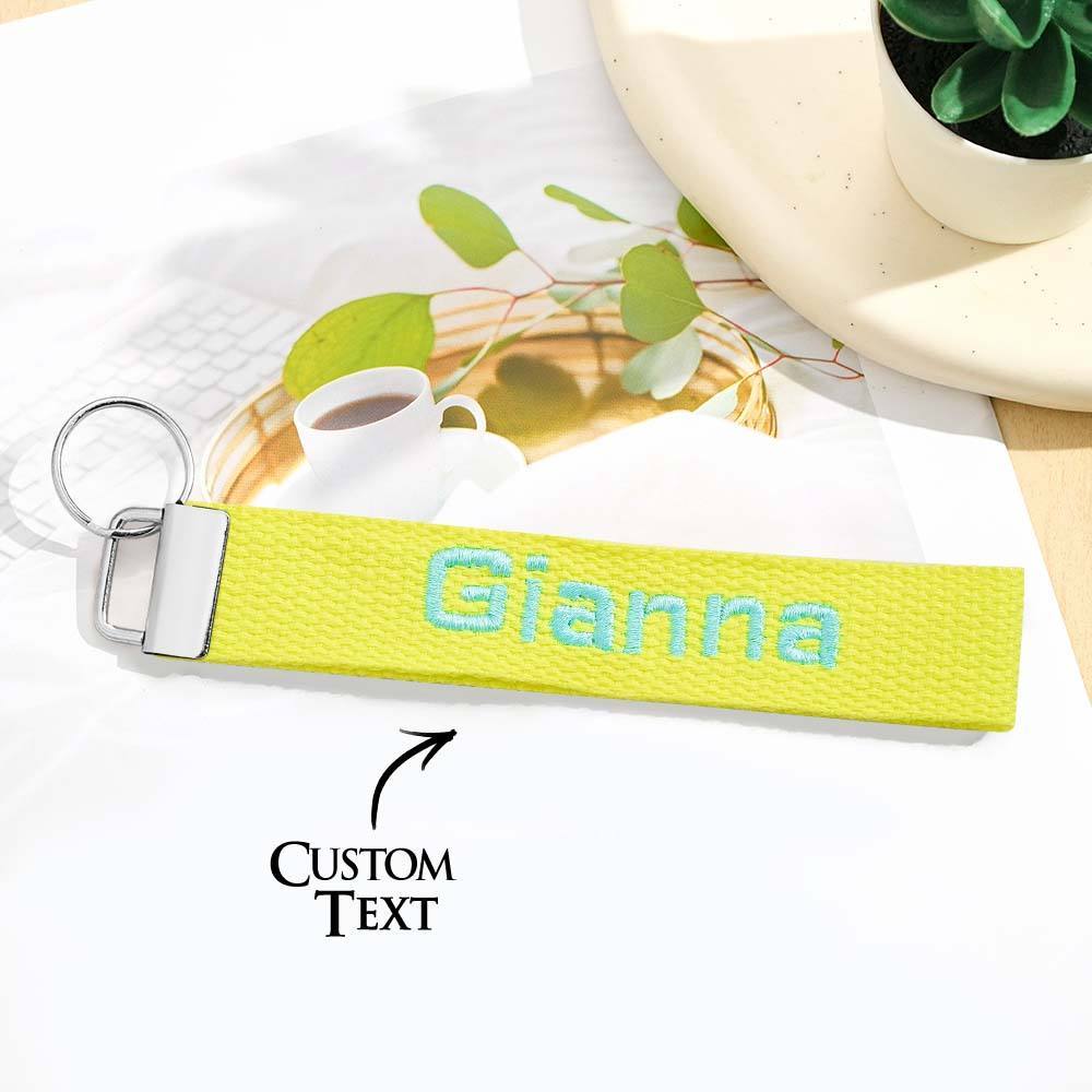 Personalized Key Fob Keychain | Custom Embroidered Name Keychain Strap | Custom Text Wrist Lanyard