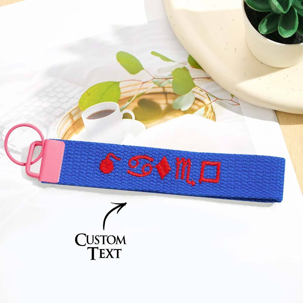 Personalized Key Fob Keychain | Custom Embroidered Name Keychain Strap | Custom Text Wrist Lanyard