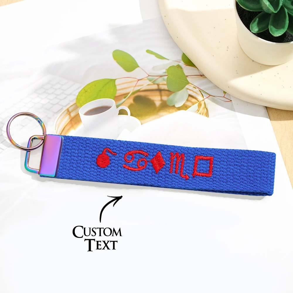 Personalized Key Fob Keychain | Custom Embroidered Name Keychain Strap | Custom Text Wrist Lanyard