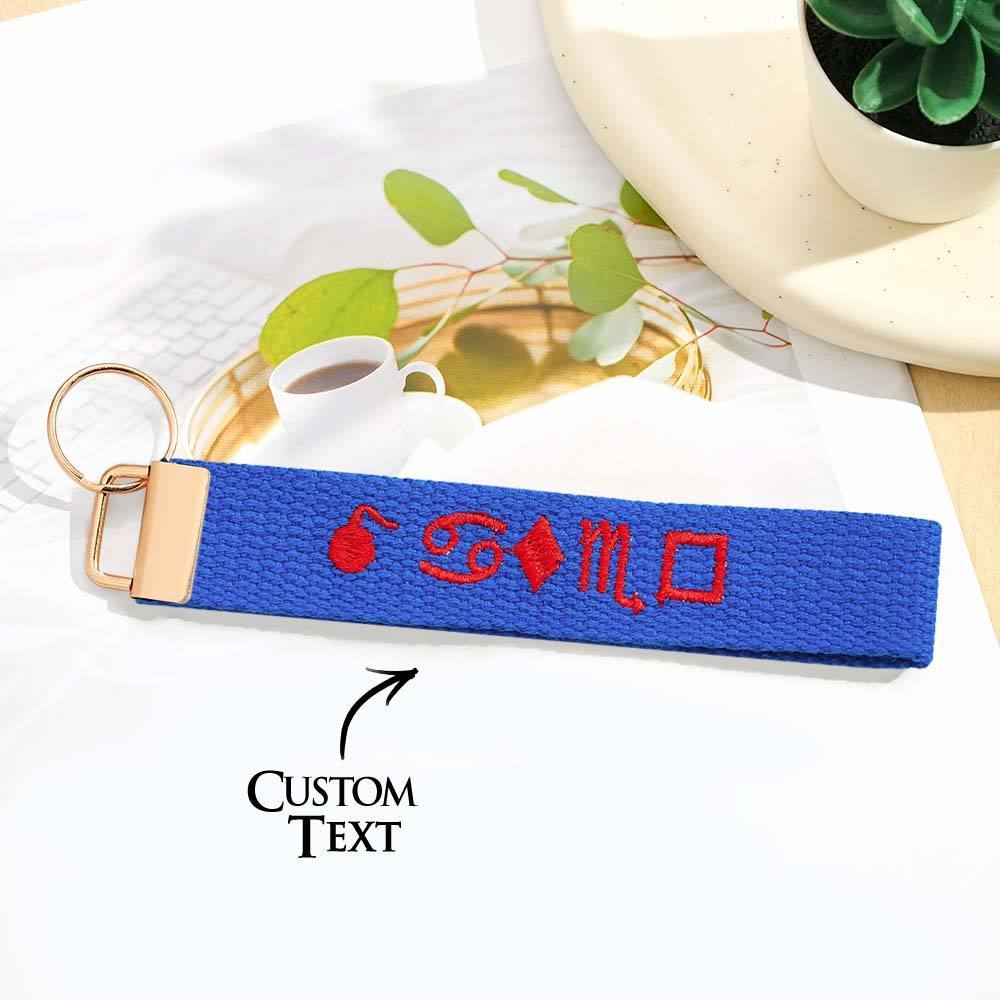 Personalized Key Fob Keychain | Custom Embroidered Name Keychain Strap | Custom Text Wrist Lanyard