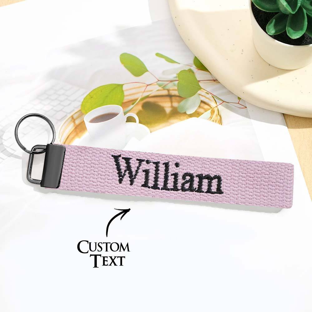 Personalized Key Fob Keychain | Custom Embroidered Name Keychain Strap | Custom Text Wrist Lanyard