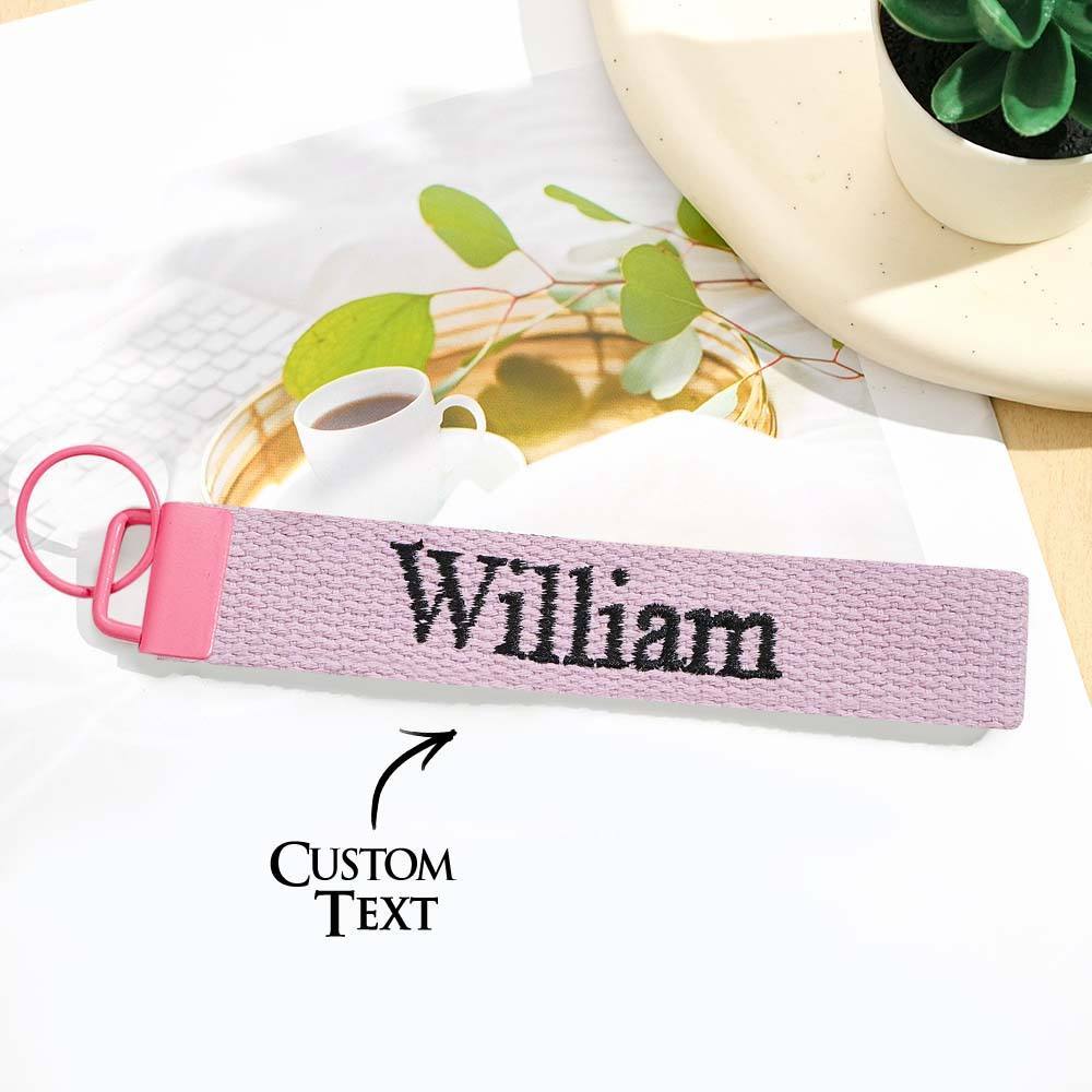 Personalized Key Fob Keychain | Custom Embroidered Name Keychain Strap | Custom Text Wrist Lanyard