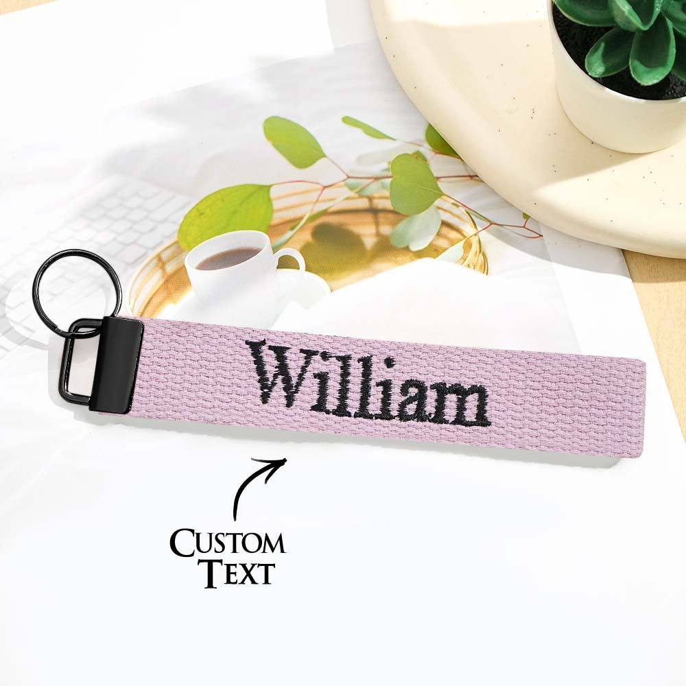 Personalized Key Fob Keychain | Custom Embroidered Name Keychain Strap | Custom Text Wrist Lanyard