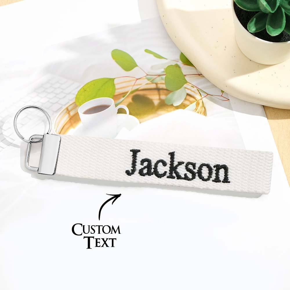 Personalized Key Fob Keychain | Custom Embroidered Name Keychain Strap | Custom Text Wrist Lanyard