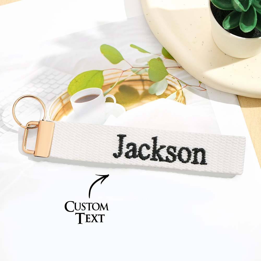 Personalized Key Fob Keychain | Custom Embroidered Name Keychain Strap | Custom Text Wrist Lanyard