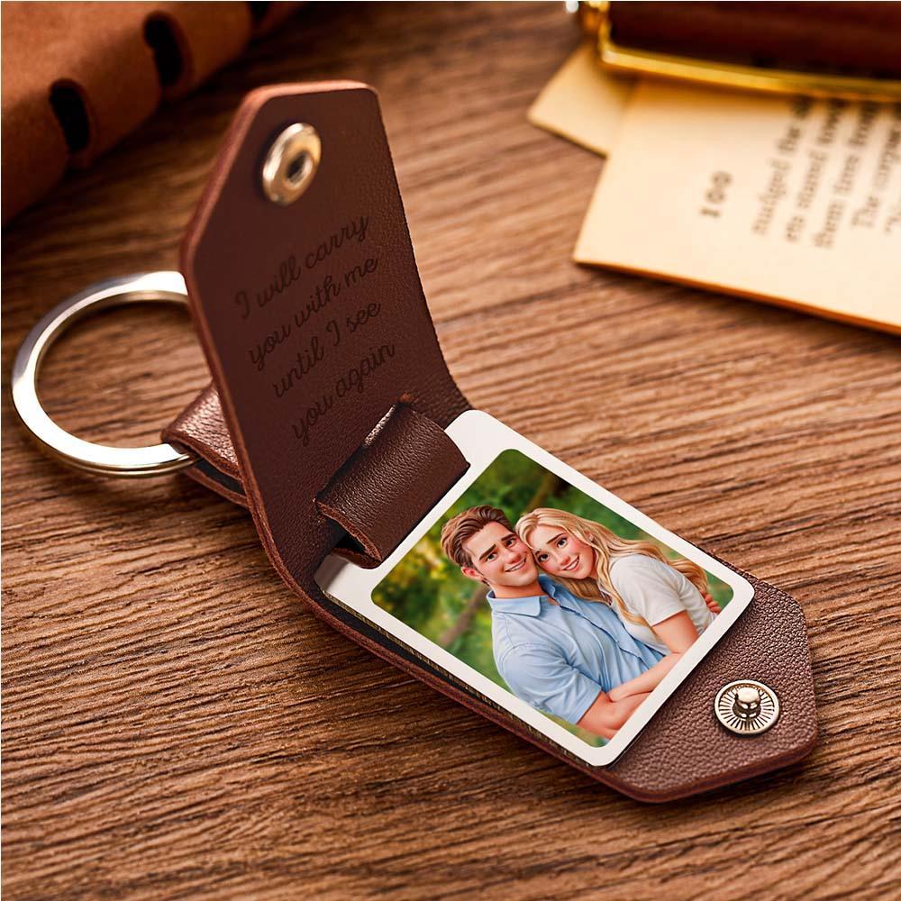 Custom Leather Cartoon Animation Picture Keychain - MyFaceBoxer