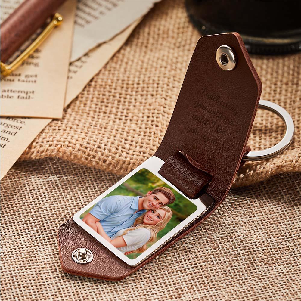Custom Leather Cartoon Animation Picture Keychain - MyFaceBoxer