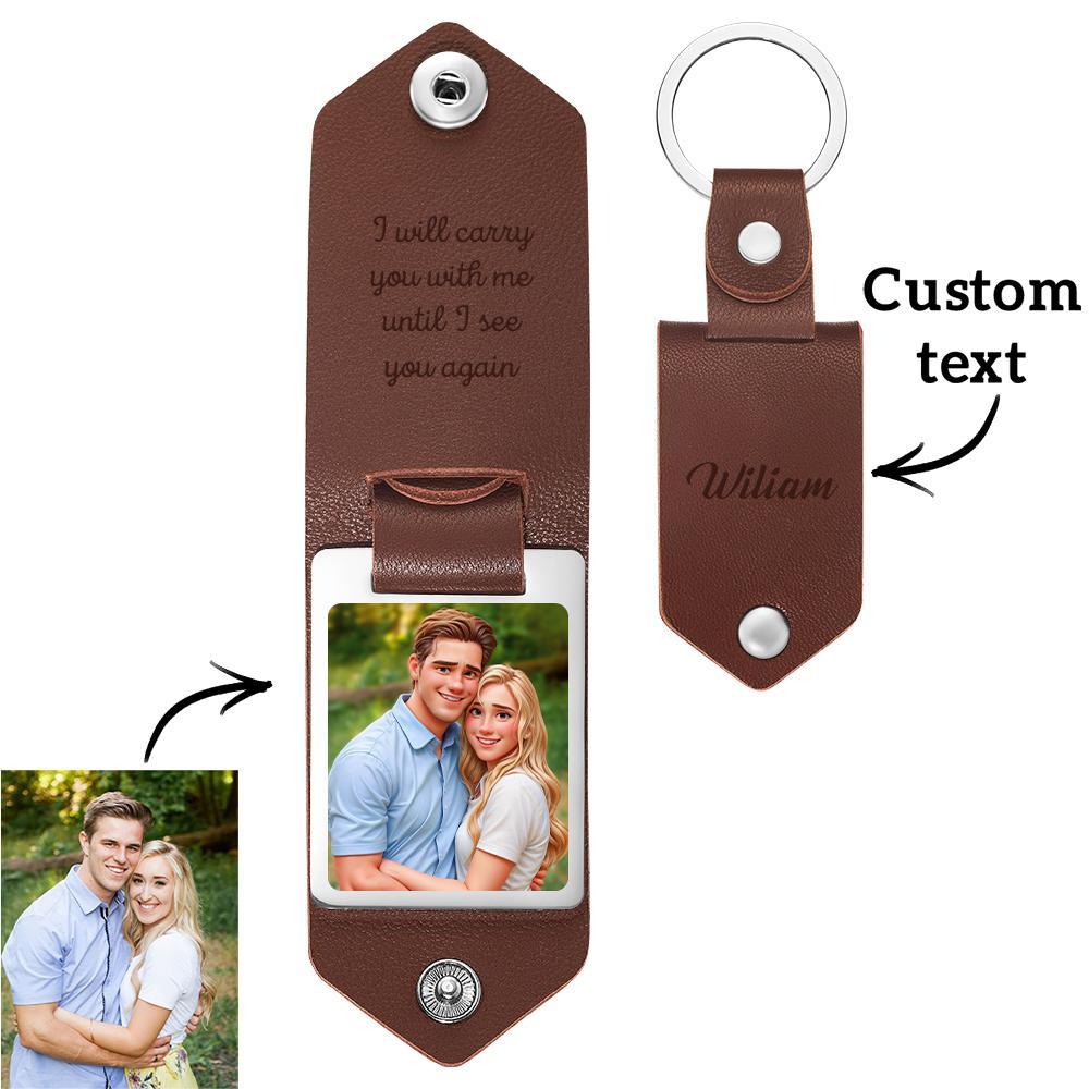 Custom Leather Cartoon Animation Picture Keychain - MyFaceBoxer