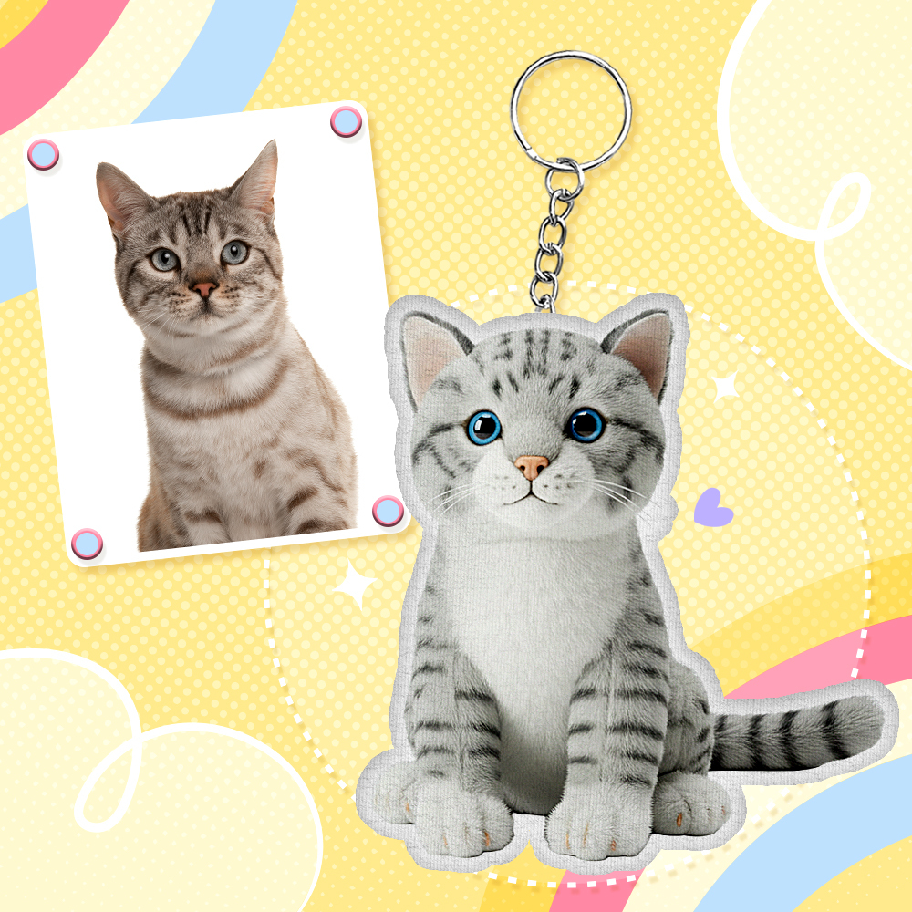 Custom Photo Plush Doll Keychain Personalized Cartoon Mini Me Plush Keychain Gift for Her - MyFaceBoxer