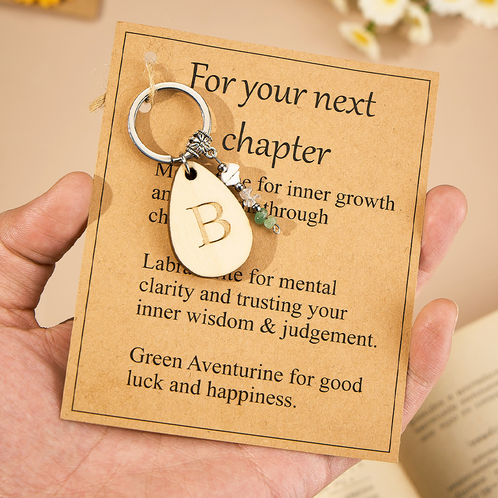 Personalized New CHAPTER. Crystal Gifts for Next Chapter Keychains Crystals for New Job / New School / Graduation / New Home / Custom Keyrings