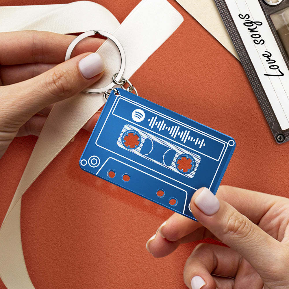 Custom Tape Music Scan Code Tape Keychain Great Gift - MyFaceBoxer