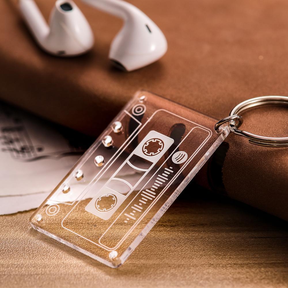 Custom Music Code Tape keychain Great Gift for Valentine's Day Multiple Colour - MyFaceBoxer