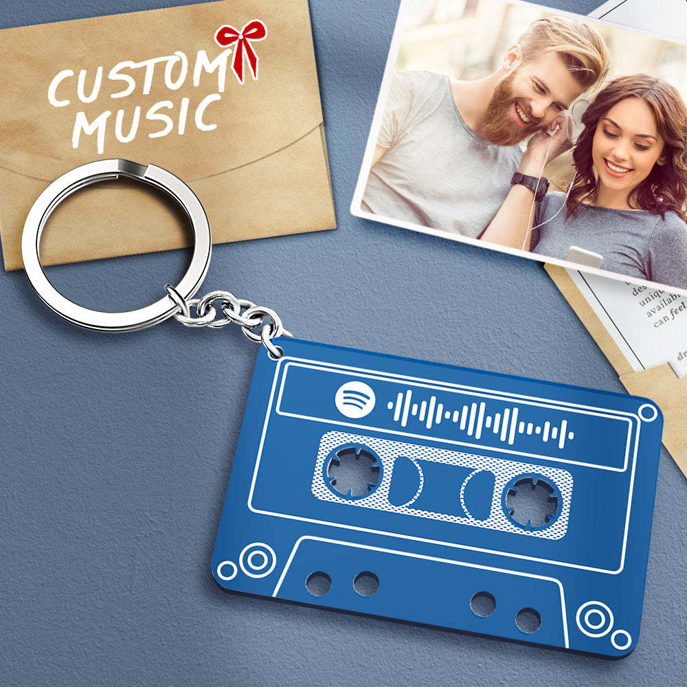 Custom Tape Music Scan Code Tape Keychain Great Gift - MyFaceBoxer