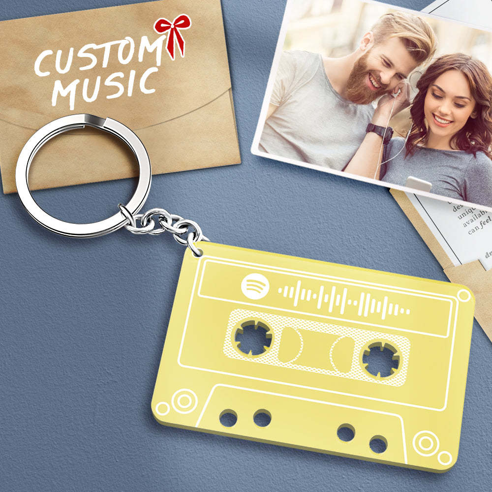 Personalized Music Code Tape keychain The best gifts for A Music Lover - MyFaceBoxer