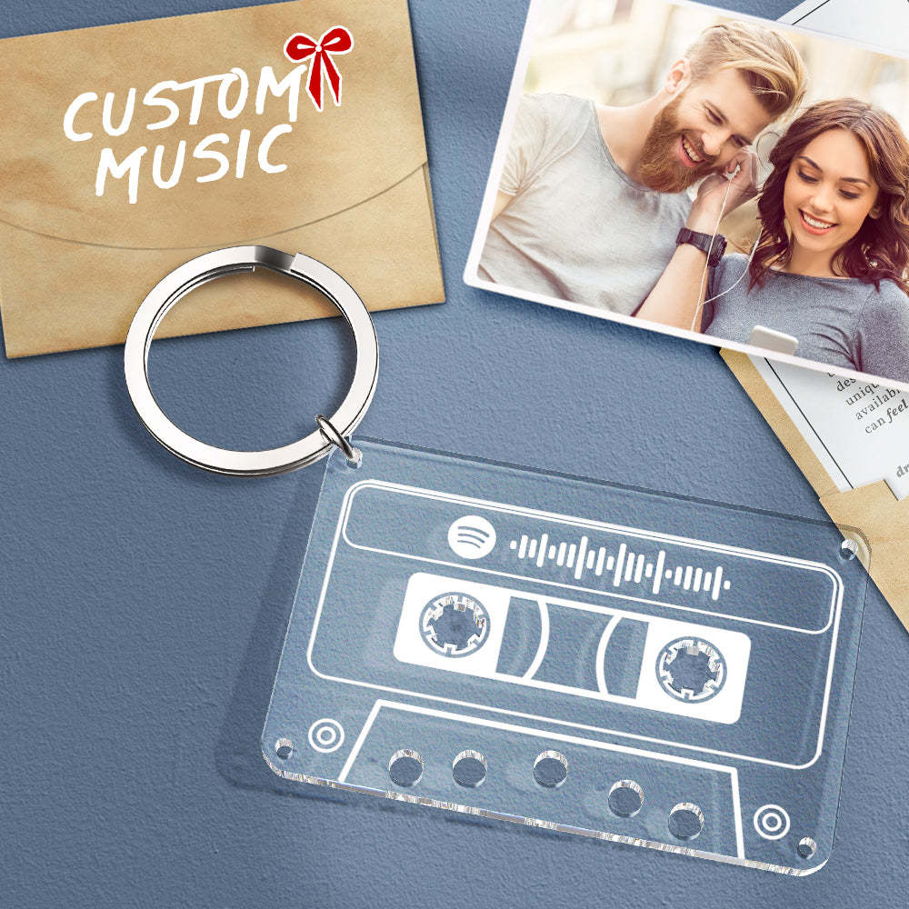 Custom Music Code Tape keychain Great Gift for Valentine's Day Multiple Colour	 - MyFaceBoxer