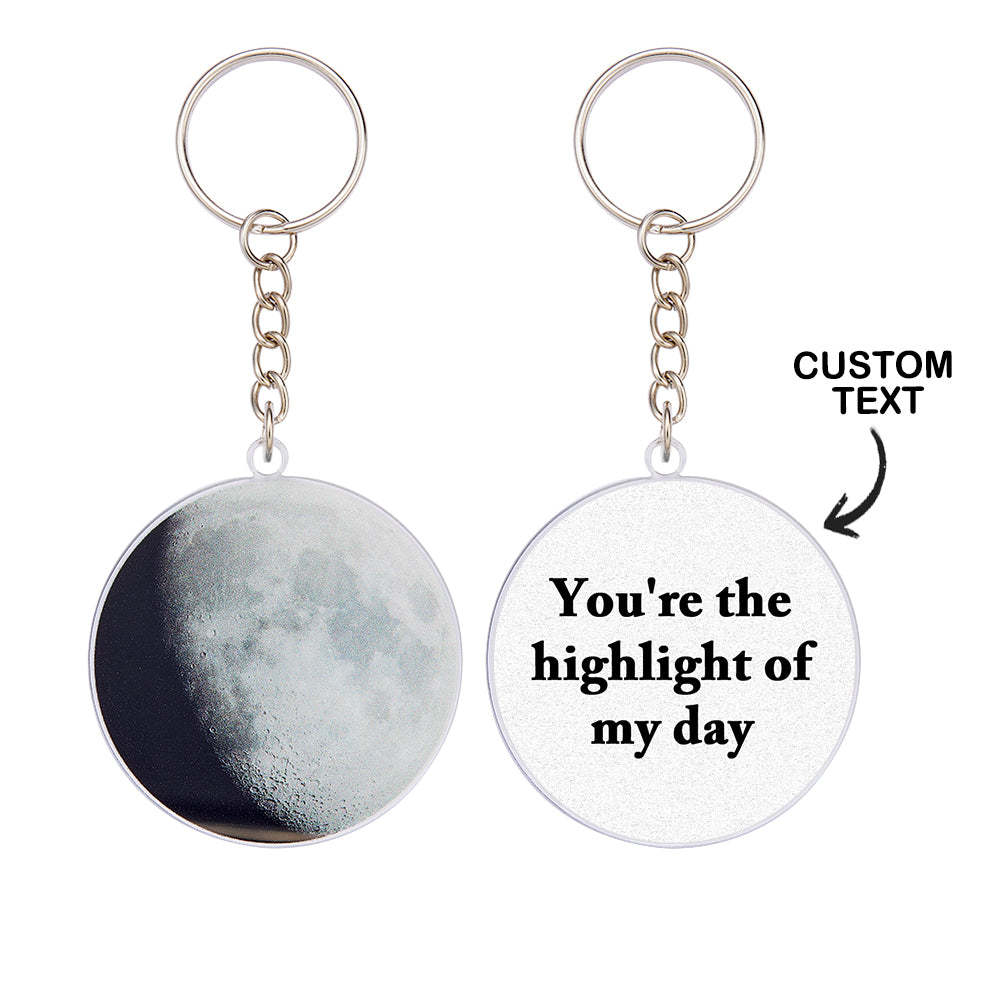 Custom Moon Phase Keychain Personalized Anniversary Gift for Him Birthday Gift for Man - MyFaceBoxer