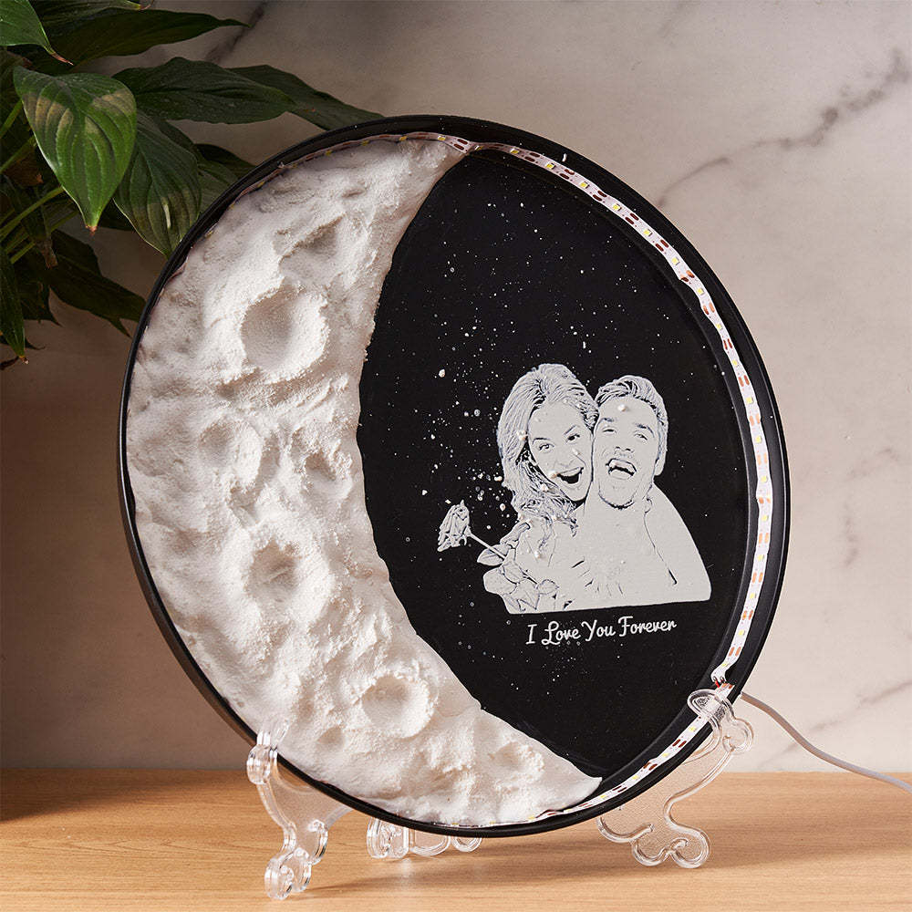 Personalized Photo Moon Lamp With Text DIY Clay Color Paint Night Light For Couples - MyFaceBoxer