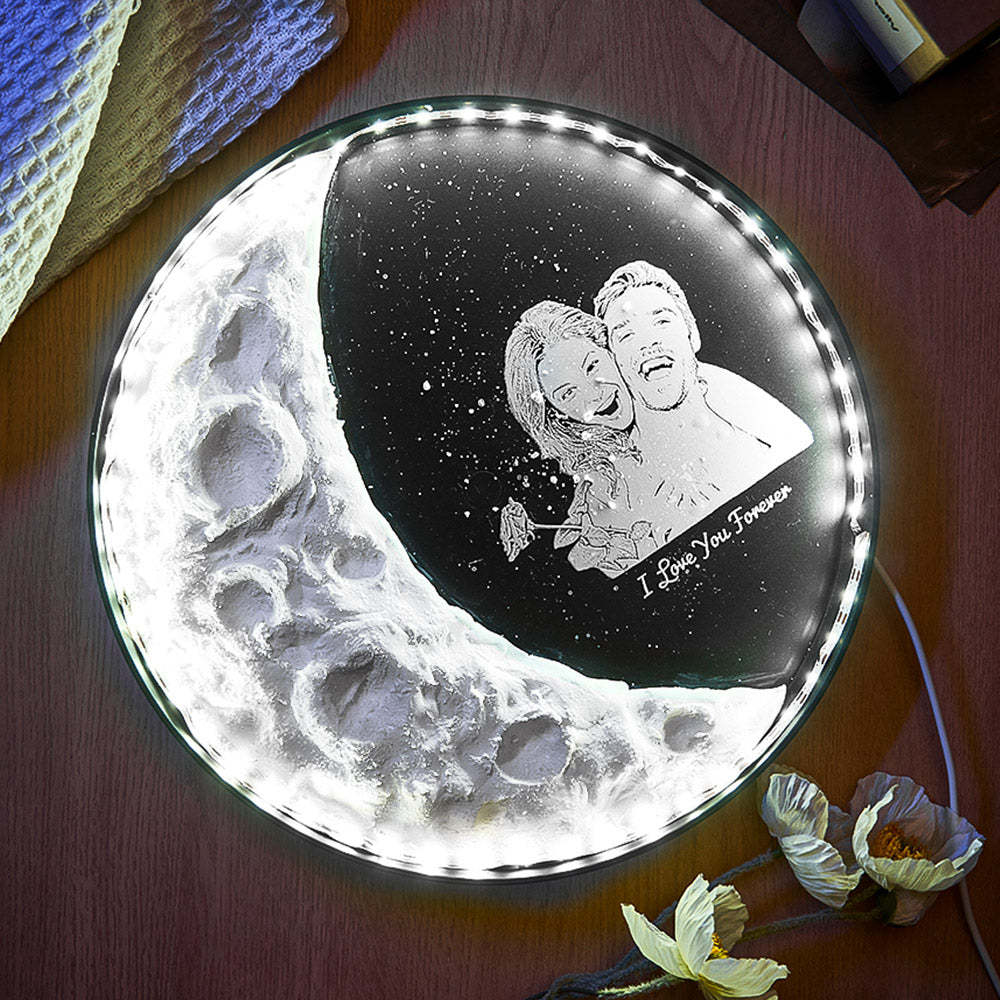 Personalized Photo Moon Lamp With Text DIY Clay Color Paint Night Light For Couples - MyFaceBoxer