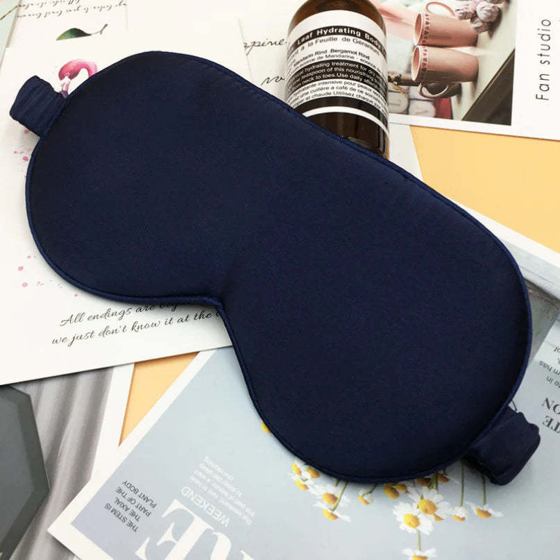 Silk Imitation Shading Sleep Mask With Elastic Bandage - Navy Blue - MyFaceBoxer