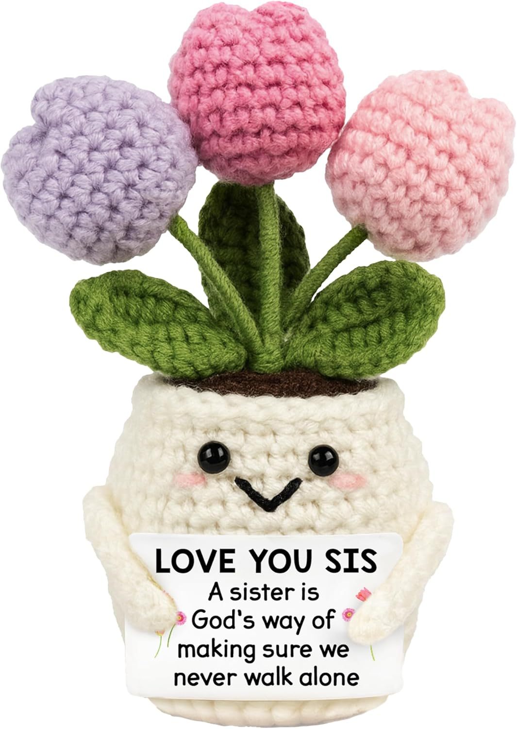 Gifts for Mom from Daughter Son - Cute Mothers Day, Birthday Gifts for Moms, Mother, Mama - 5.51'' x 4.13'' Mother's Day Knitted Positive Tulip Flowers Mom Crochet Doll