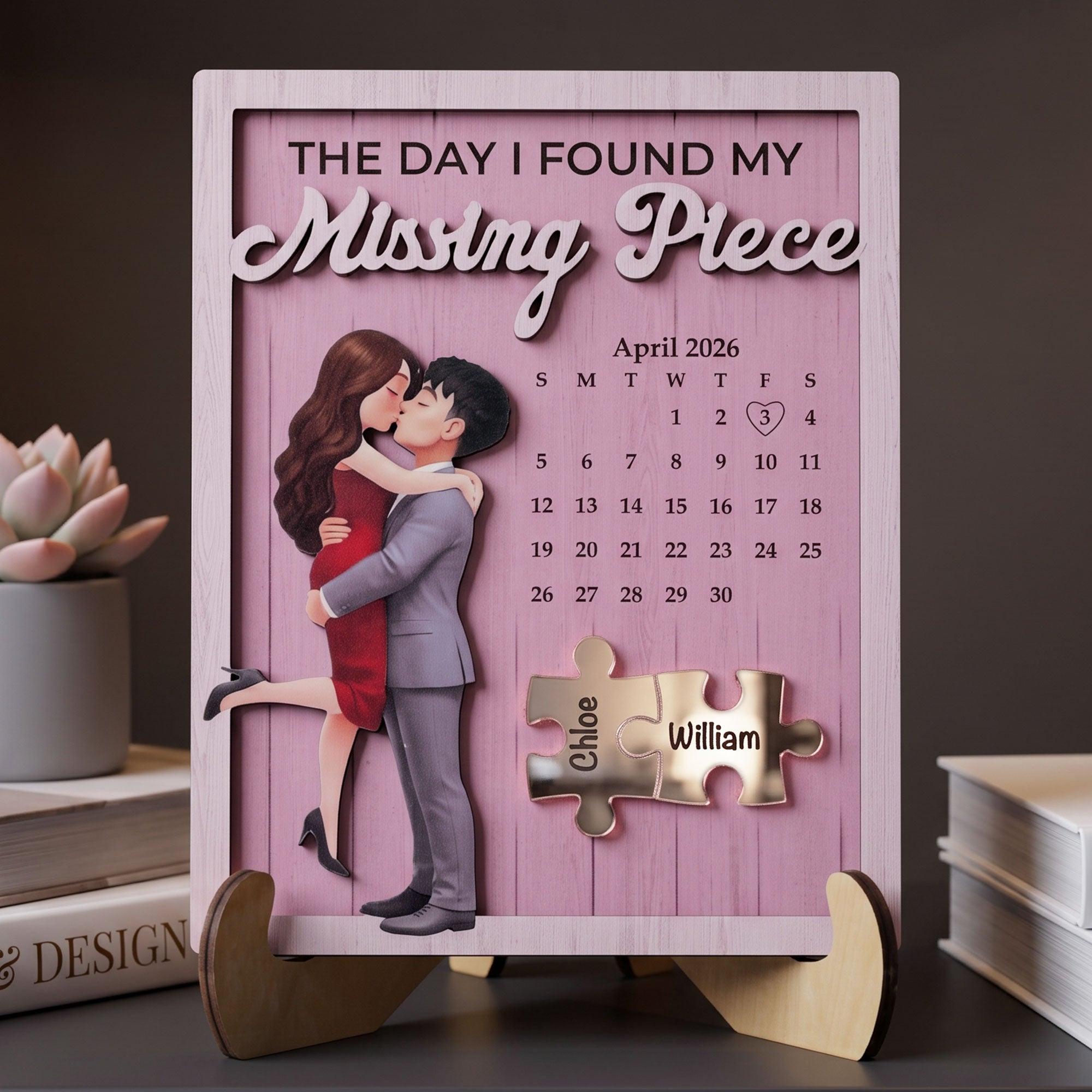 The Day I Found My Missing Piece Custom Special Date - Anniversary Gift For Her - Personalized Wooden Plaque 商品缩略图