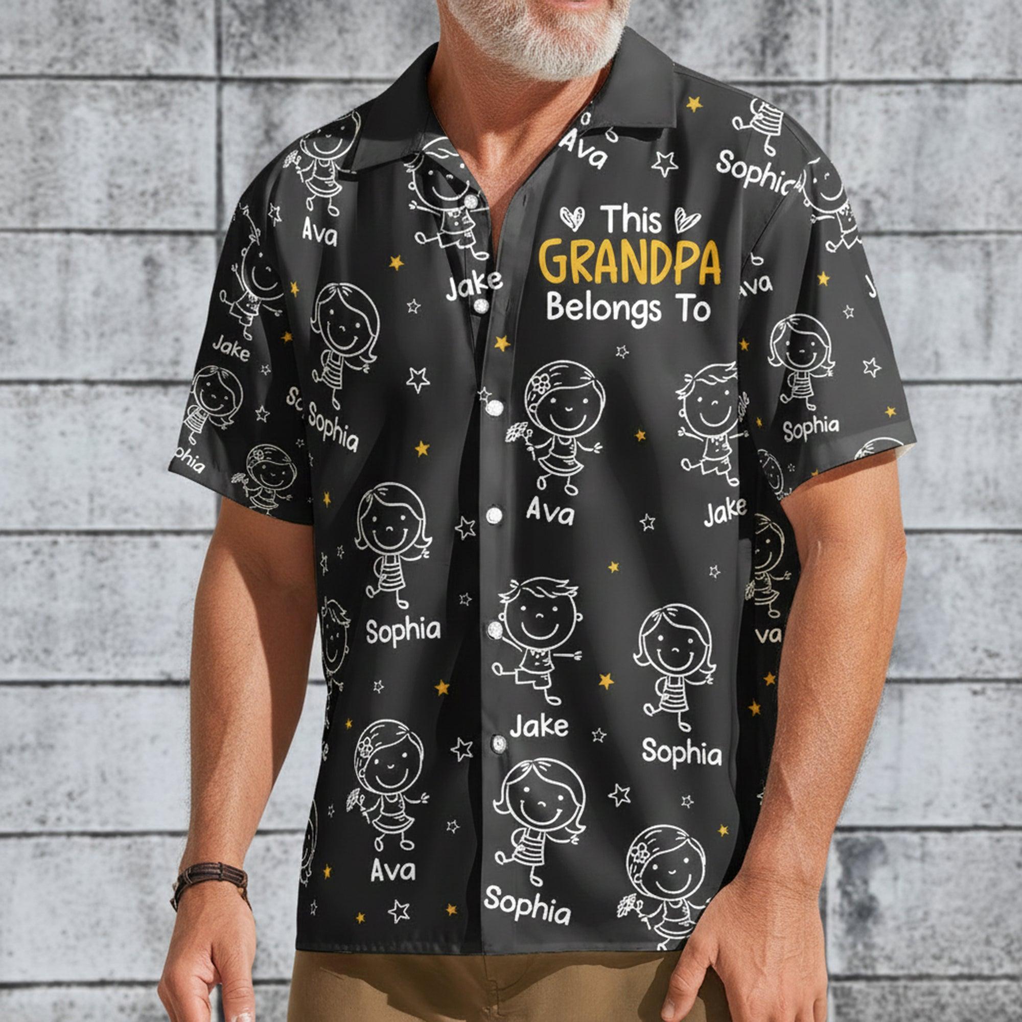 Father's Day Gifts This Grandpa Belongs To Doodle Personalized Hawaiian Shirt