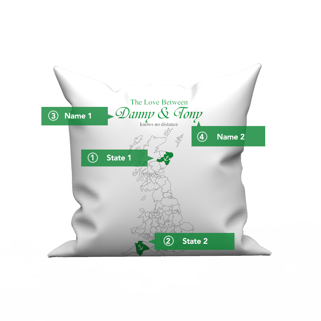 Custom The Love pillow case with The United Kindom's Map- Love Knows No Distance - MyFaceBoxer