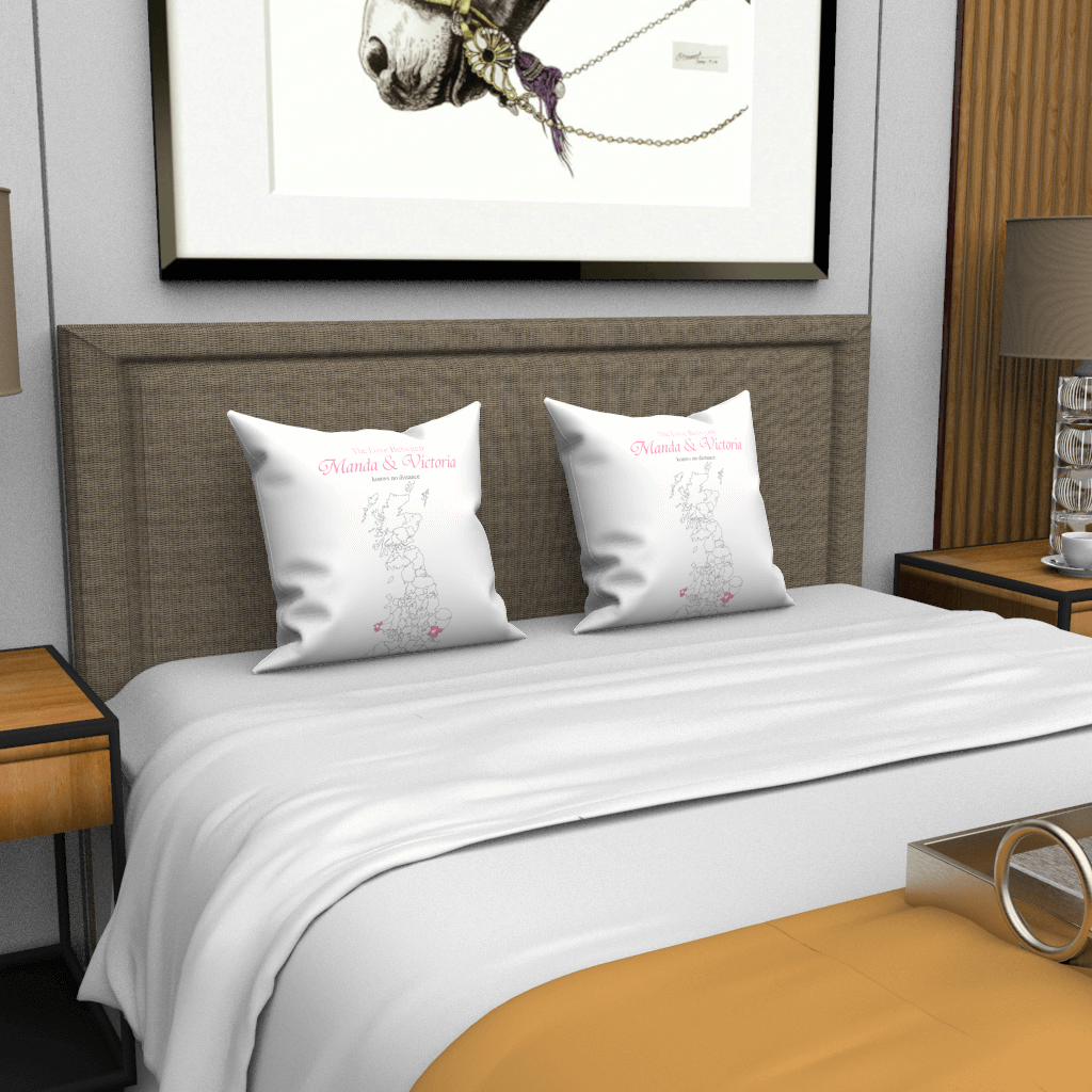 Custom The Love pillow case with The United Kindom's Map- Love Knows No Distance - MyFaceBoxer