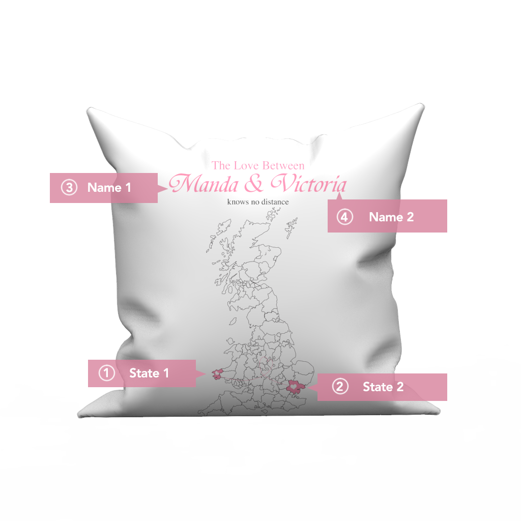Custom The Love pillow case with The United Kindom's Map- Love Knows No Distance - MyFaceBoxer