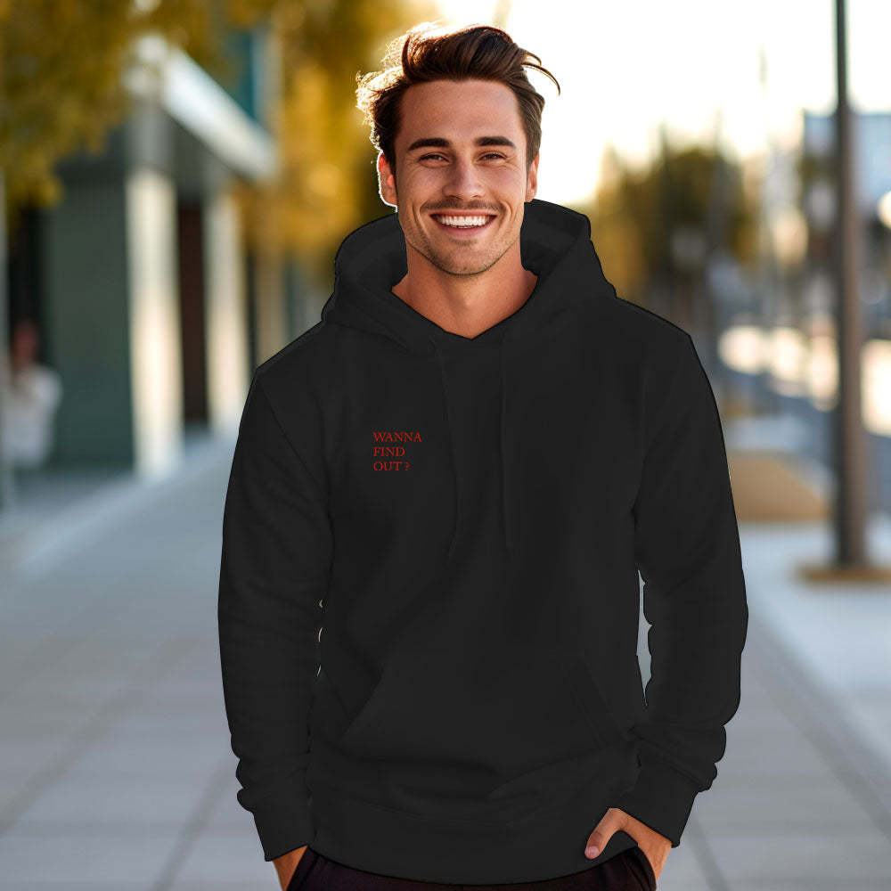 Custom QR Code Sweatshirt Personalized Social Connection Hoodie with Text WANNA FIND OUT ? - MyFaceBoxer