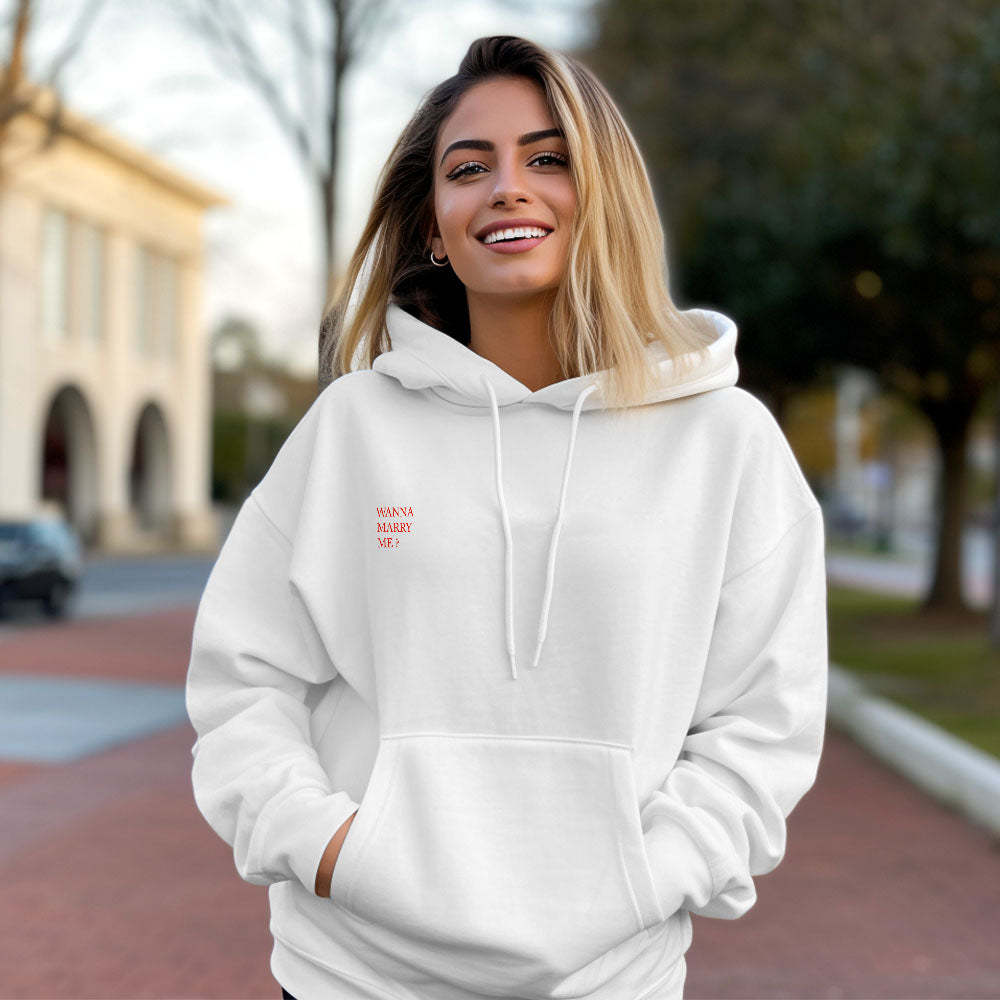Custom QR Code Sweatshirt Personalized Social Connection Hoodie with Text WANNA MARRY ME ? - MyFaceBoxer