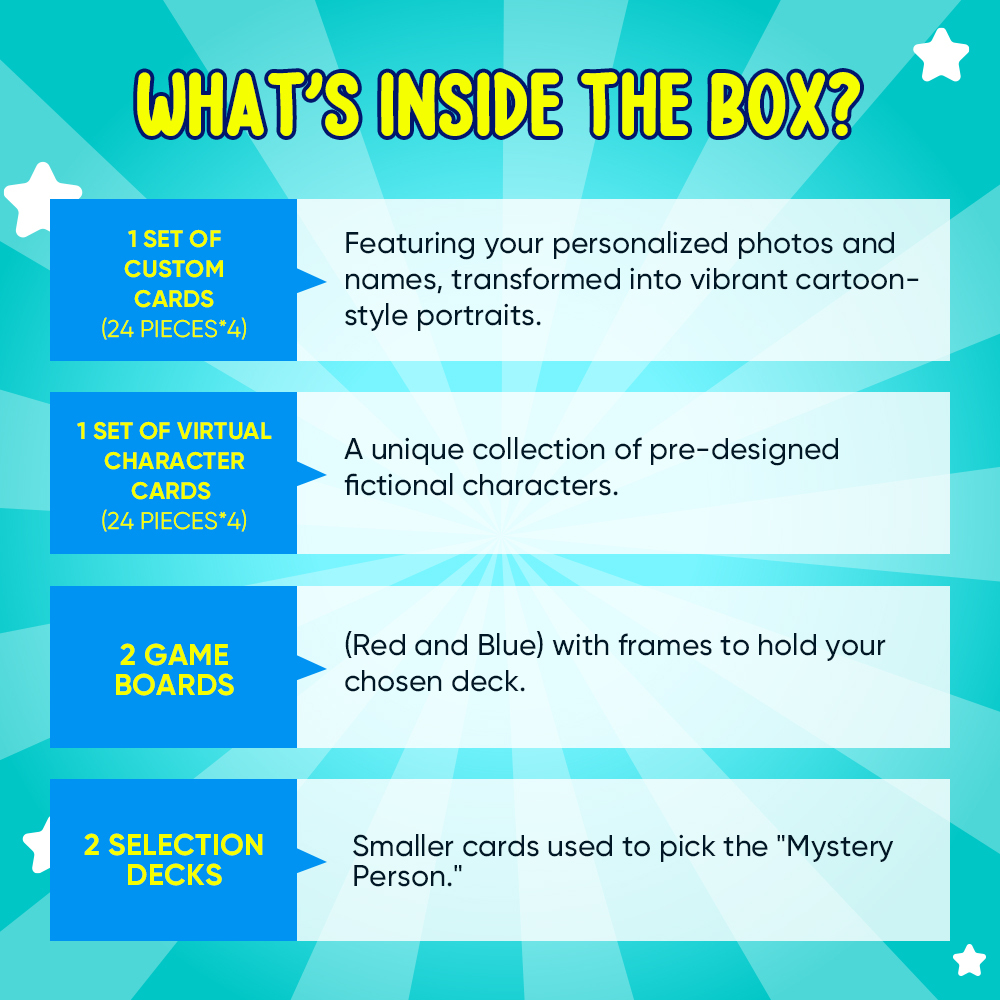 Custom Cartoon Portraits Cards for Guess Who Personalised Game Art