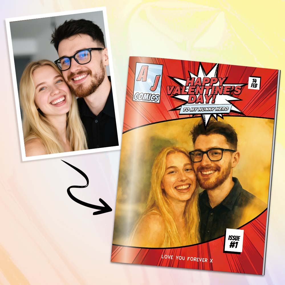 Personalized Valentine's Day Comic Book | Valentine's Day Boyfriend Gift | Valentine's Day Gift for Her | Unique Valentine's Day Gift