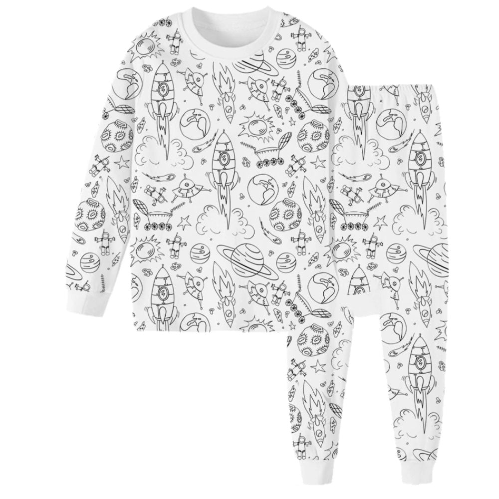 Children's DIY Hand-painted Graffiti Pajama Sets Home Clothes Coloring Cotton Pajama Sets	 - FaceSocksUSA
