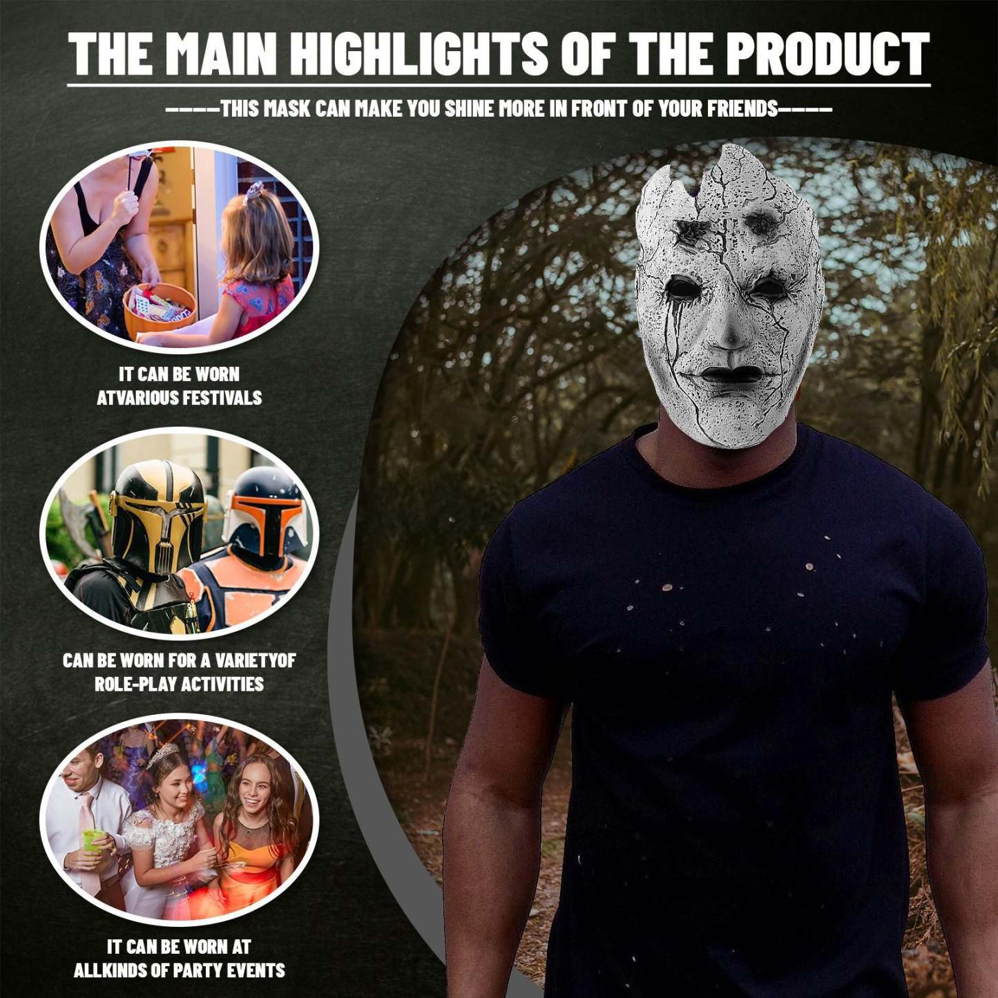 Black Myth Wukong Mask Stone Warrior Mask Halloween Mask Scary Gift for Halloween Party Gifts - MyFaceBoxer